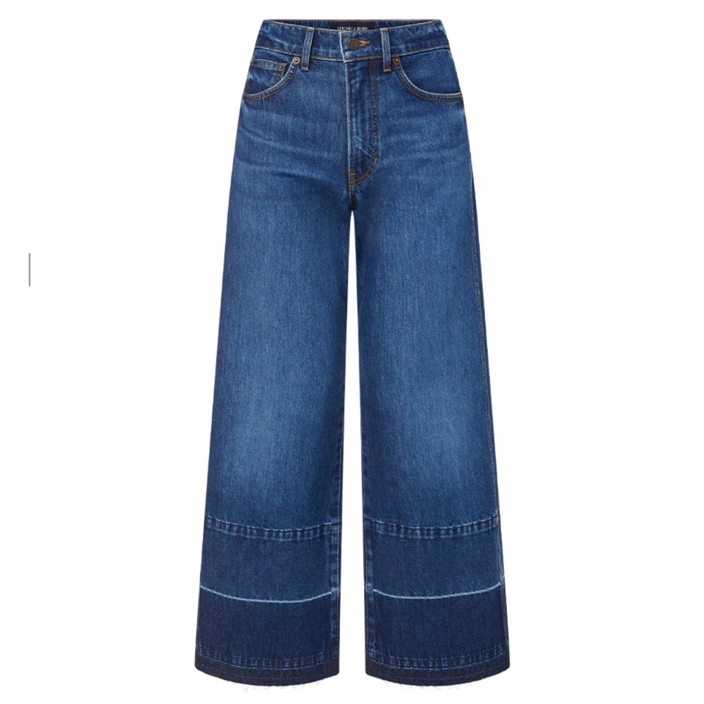 Veronica Beard Taylor Released Hem Cropped Wide-Leg Jean Size 26 - Picture 4 of 15